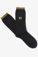Load image into Gallery viewer, Fred Perry - Tipped Socks in Black / Champagne